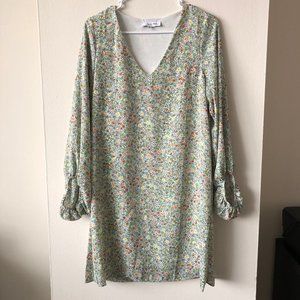 Louna Floral Chiffon Long Sleeve Dress - Size Small